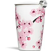 Tea Forte Kati Cup Taza de infusión de té de cerámica con cesta de infusor y tapa para remojar- Hanami